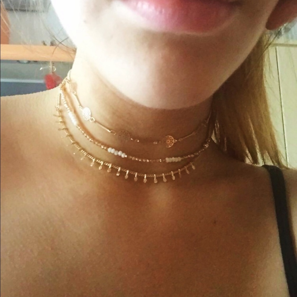 Set of 3 Bohemian Beaded Tribal Gold-Tone Chokers - Picture 2 of 8